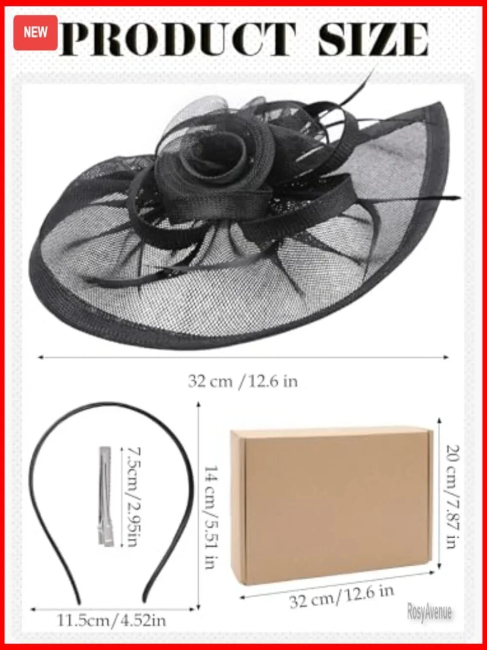 Feather Fascinator Derby Hat with Headband & Clip for Formal Occasions